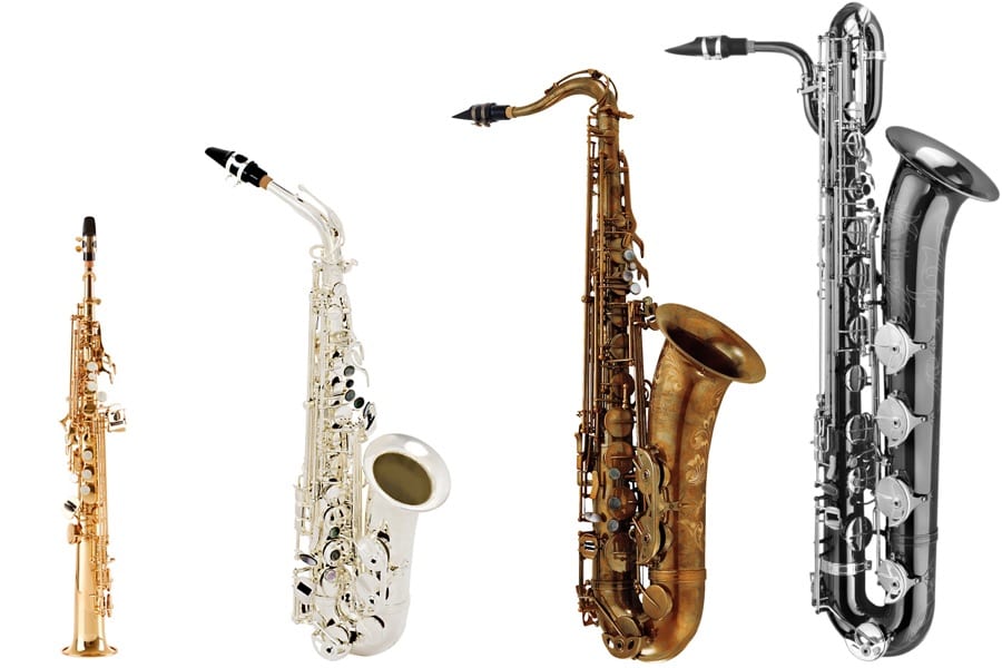 تصویری از چهار نوع ساکسیفون