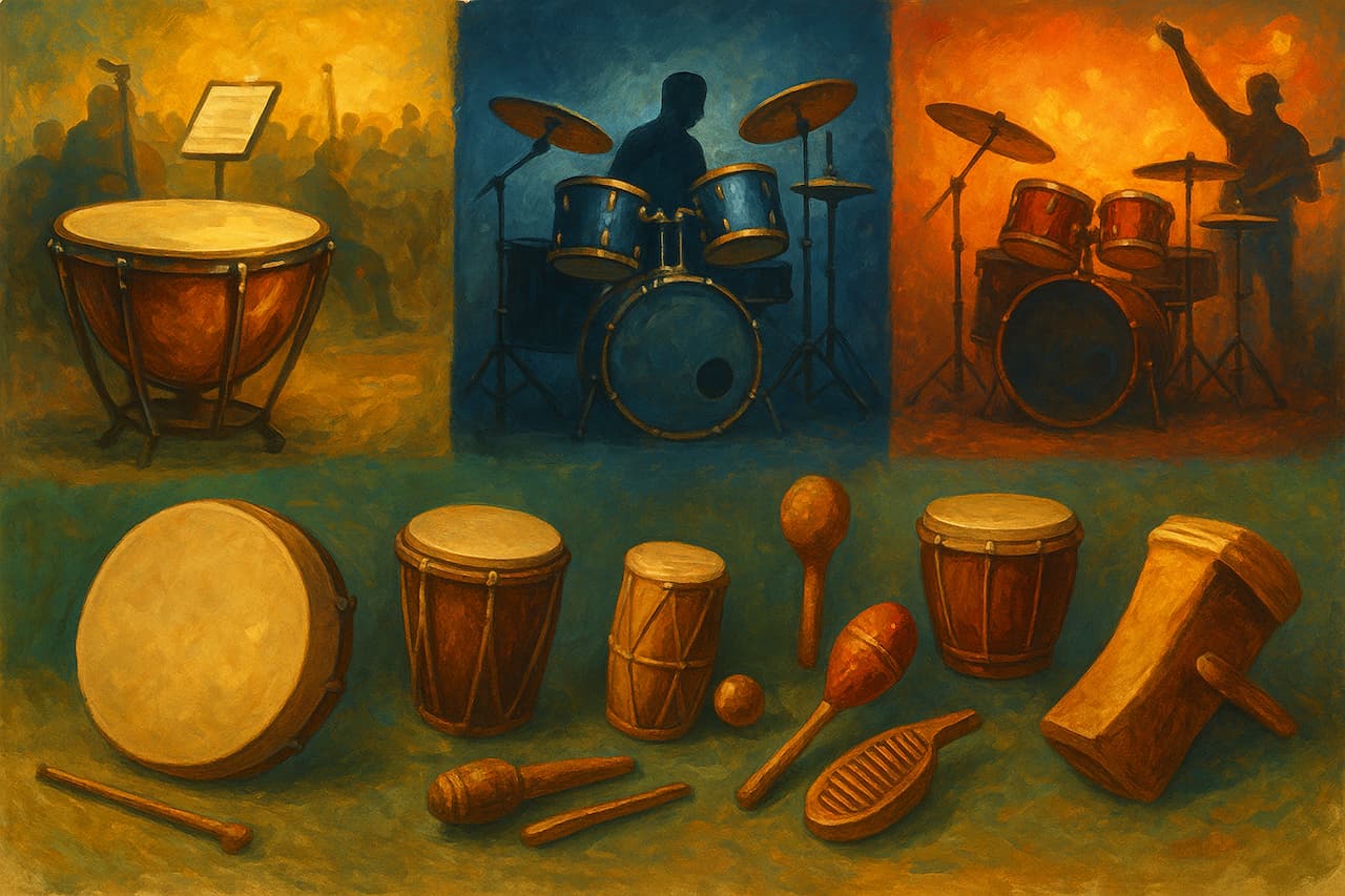 نقش سازهای کوبه‌ای در ژانرهای مختلف موسیقی